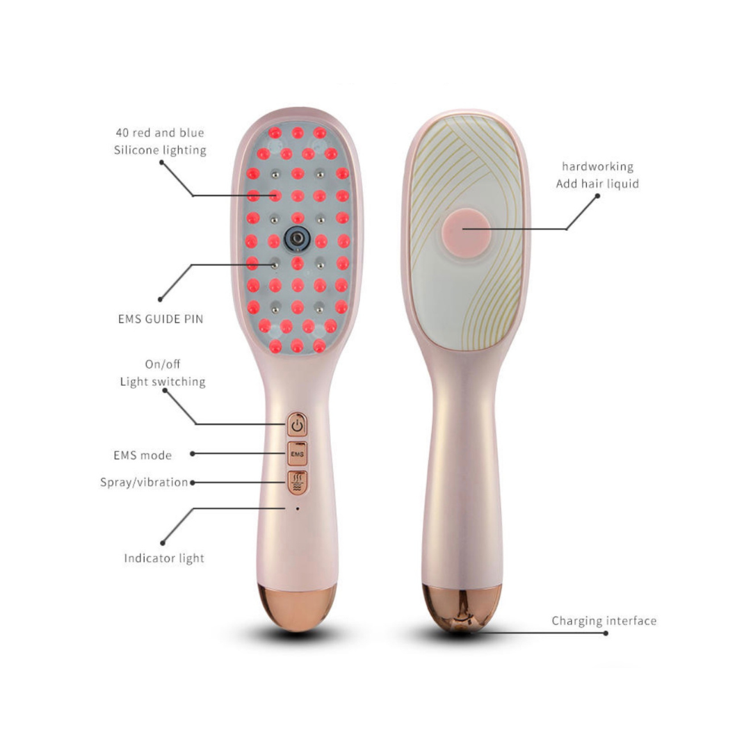 EMS Scalp Massage Comb — Red & Blue Light with Serum Applicator | Rechargeable