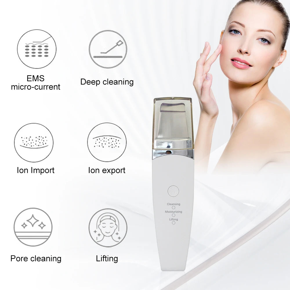 Ultrasonic Skin Scrubber — Deep-Clean Spatula for Pores & Blackheads | Rechargeable