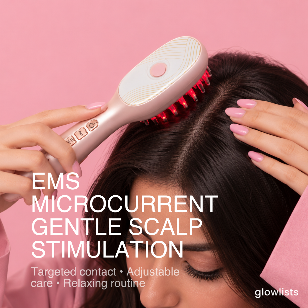 EMS Scalp Massage Comb — Red & Blue Light with Serum Applicator | Rechargeable